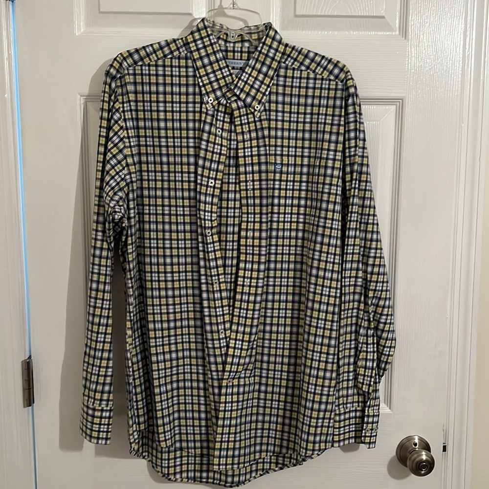 Southern Tide Yellow & Navy Button down - M
